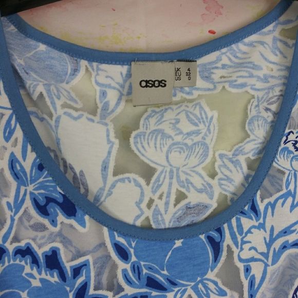 ❤️4/$20❤️ ASOS Floral Blue Sheer Blouse - Picture 2 of 3